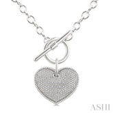 1/10 Ctw Heart Toggle Round Cut Diamond Fashion Necklace in Sterling Silver