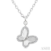 1/10 Ctw Butterfly Fluted Medallion Round Cut Diamond Pirouette Pendant With Chain in Sterling Silver