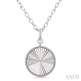1/10 Ctw Round Fluted Medallion Round Cut Diamond Pirouette Pendant With Chain in Sterling Silver