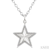 1/10 Ctw Star Fluted Medallion Round Cut Diamond Pirouette Pendant With Chain in Sterling Silver