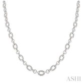 1/4 Ctw Round Cut Diamond Bold Oval Shape Rope Link Necklace in Sterling Silver