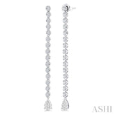 1 1/4 Ctw Lovebright Pear Shape Dangle Tip Round Cut Diamond Fashion Long Earrings in 14K White Gold