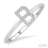 1/20 Ctw Initial 'B' Round Cut Diamond Fashion Ring in 10K White Gold