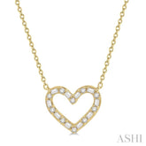 1/2 Ctw Heart Charm Baguette and Round Cut Diamond Pendant With Chain in 14K Yellow Gold
