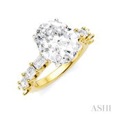 1 1/3 Ctw Oval Shape Emerald and Round Cut Diamond Semi-Mount Engagement Ring in 14K Yellow and White Gold