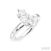 1/6 Ctw Akari Marquise Shape Round Cut Diamond Semi-Mount Engagement Ring in 14K White Gold