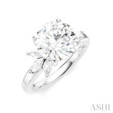 1/2 Ctw Akari Circular Shape Marquise and Round Cut Diamond Semi-Mount Engagement Ring in 14K White Gold