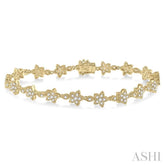1 1/5 Ctw Flower and Marquise Link Diamond Bracelet in 14K Yellow Gold