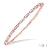 1/2 Ctw Box Link Round Cut Stackable Diamond Bangle in 14K Rose Gold