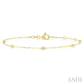 1/6 Ctw Round Cut Diamond Paperclip Station Bracelet in 14K Yellow Gold