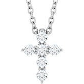 Platinum 1/6 CTW Natural Diamond Cross 16-18" Necklace