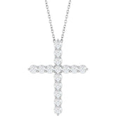 Platinum 3/4 CTW Natural Diamond Cross 16-18" Necklace