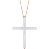 14K Rose Gold 1 CTW Natural Diamond Cross 16-18" Necklace