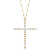 14K Yellow Gold 1 CTW Natural Diamond Cross 16-18" Necklace