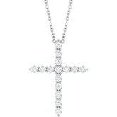14K White Gold 1/2 CTW Lab-Grown Diamond Cross 16-18" Necklace
