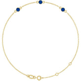 14K Yellow Gold Lab-Grown Blue Sapphire Bezel-Set 3-Stone 6 1/2-7 1/2" Bracelet