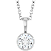 Platinum 1/3 CT Natural Diamond Bezel-Set Solitaire 16-18" Necklace