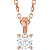 14K Rose Gold 1/4 CT Natural Diamond 18" Necklace
