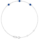 Sterling Silver Natural Blue Sapphire Bezel-Set 3-Stone 6 1/2-7 1/2" Bracelet