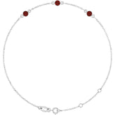 Sterling Silver Natural Mozambique Garnet Bezel-Set 3-Stone 6 1/2-7 1/2" Bracelet