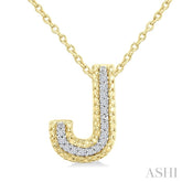 1/20 Ctw Bubble Accent Initial 'J' Round Cut Diamond Fashion Pendant With Chain in Yellow Gold Vermeil