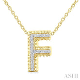1/20 Ctw Bubble Accent Initial 'F' Round Cut Diamond Fashion Pendant With Chain in Yellow Gold Vermeil