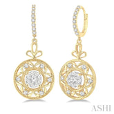 3/4 Ctw Round Cut Diamond Lovebright Earrings in 14K Yellow and White Gold