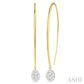 1/2 Ctw Oval Shape Dangler Lovebright Round Cut Diamond Earring in 14K Yellow and White Gold