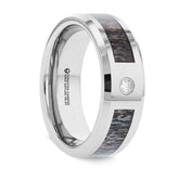 COLTON Tungsten Carbide Ombre Deer Antler Inlay Polished Beveled Edges with Diamond - 8mm