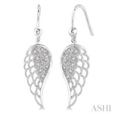 1/20 Ctw Round Cut Diamond Angel Wings Diamond Earrings in Sterling Silver