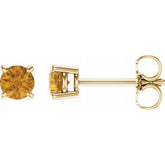 14K Yellow Gold 4 mm Natural Citrine Earrings