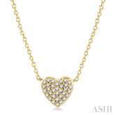 1/8 Ctw Heart Charm Round Cut Diamond Petite Pendant With Chain in 10K Yellow Gold
