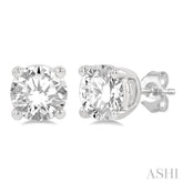 1 Ctw Round Cut Diamond Stud Earring in 14K White Gold