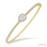 1 Ctw Pear Shape Lovebright Round Cut Diamond Stackable Bangle in 14K Yellow and White Gold