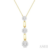 1/2 Ctw Lovebright Round Cut Diamond Paperclip Link Pendant With Chain in 14K Yellow and White Gold