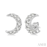 1/10 Ctw Crescent Moon Round Cut Diamond Petite Fashion Earring in 10K White Gold