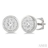 1/3 Ctw Lovebright Round Cut Diamond Bezel Stud Earring in 14K White Gold