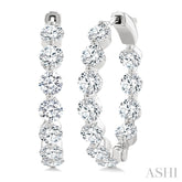 5 Ctw Inside-Out Single Prong Set Round Cut Diamond Hoop Earrings in 14K White Gold