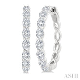 1 7/8 Ctw North-South Oval Cut Diamond Fashion Hoop Earring in 14K White Gold