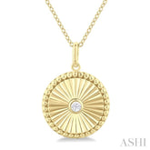 1/20 Ctw Round fluted medallion Round Cut Diamond Pirouette Pendant With Chain in 10K Yellow Gold