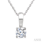 1/2 Ctw Prong Set Round Cut Diamond Solitaire Pendant With Chain in 14K White Gold