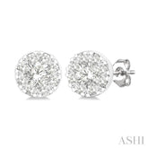 1/6 Ctw Lovebright Petite Round Shape Round Cut Diamond Fashion Stud Earring in 10K Yellow and White Gold