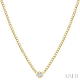 1/5 Ctw Bezel Set Oval Cut Diamond Curb Link Fashion Necklace in 14K Yellow Gold