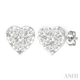 1/6 Ctw Lovebright Petite Heart Shape Round Cut Diamond Fashion Stud Earring in 10K Yellow and White Gold