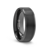 ELYSIAN Black Titanium Ring with Polished Beveled Edges and Brush Finished Center - 8mm