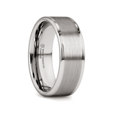 WAYNE Flat White Tungsten Wedding Band with Brushed Finished Center - 4mm - 8mm