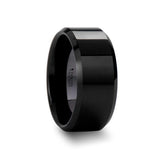 CITAR Polished Finish Black Ceramic Ring with Beveled Edges - 10mm