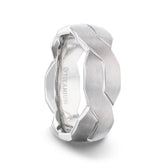 ENDURE Interlocking Infinity Symbol Flat Brushed Titanium Men's Wedding Band With Polished Grooves - 8mm