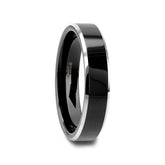 VALENCIA Women's Black Tungsten Ring with Polished Finish and White Tungsten Bevels - 4mm