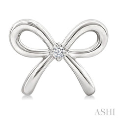 1/50 Ctw Bow Round Cut Diamond Fashion Earrings in Sterling Silver